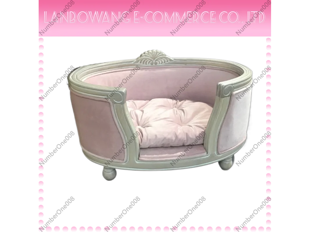European Style Carved Solid Wood Pet Sofa Bed Carved Elevated Dog Cat Couch Bed for Small Medium Pets
