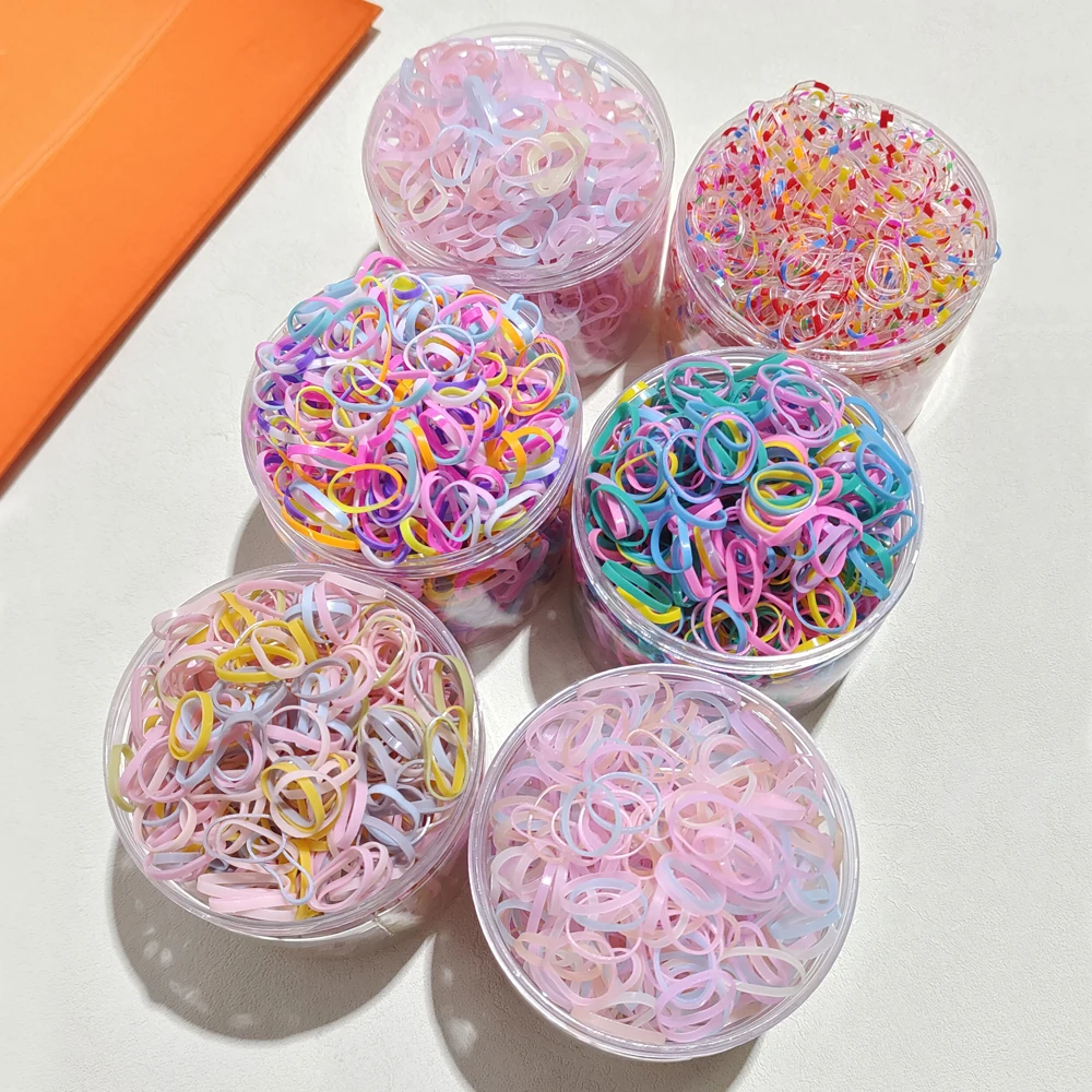 300/500pcs Colourful Disposable Hair Tie Boxed High Elastic Hair Band For Children Ponytail Holder Bands Kid Hair Accessories