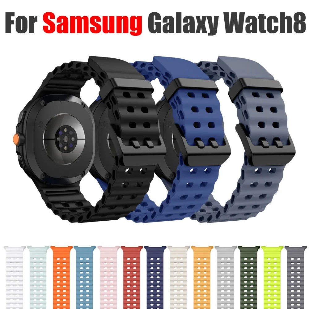 삼성 갤럭시 워치 8 클래식 46mm용 스포츠 실리콘 마린 스트랩, 갤럭시 워치 8 44mm 40mm용 밴드 교체용 스트랩