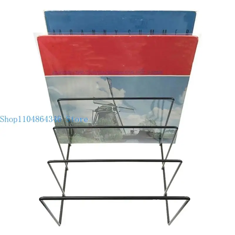 652F Metal for LP Record Rack Stand Book Magzine Holder Record Collection Storage Shelf Stand Office Desk D
