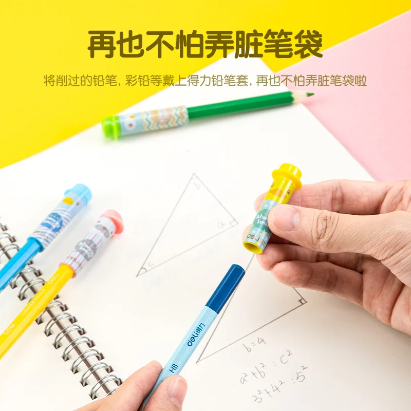 Pencil Cap Colored Cartoon AnimalsSafe Plastic Topper Pen Extender Students School Home Study Protect Head More Clean