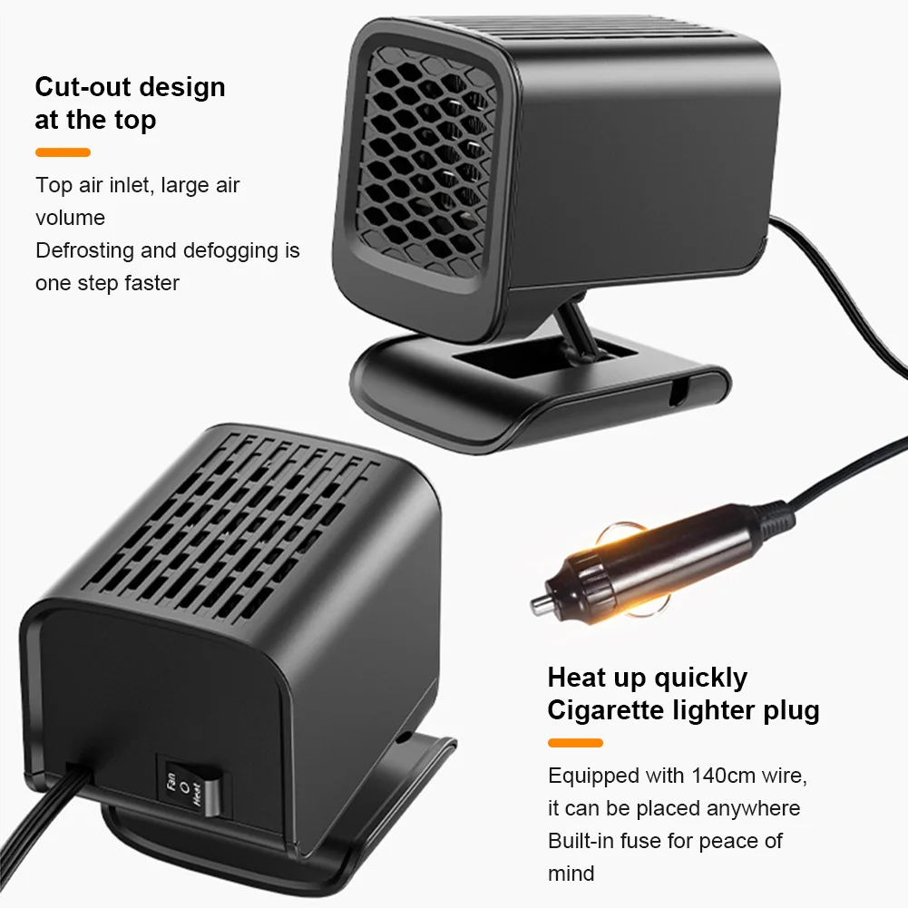 

Портативный автомобильный обогреватель-вентилятор 360 ° Вращающийся автомобильный обогреватель стекол, подключаемый к прикуривателю, автомобильный тепловентилятор, автоаксессуары