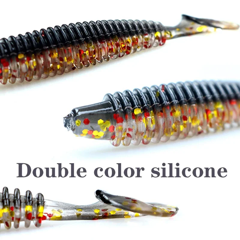 10pcs/Lot Worm Silicone Soft Bait 5cm 7cm Artificial Carp T Tail Swimbait Fishing Lure Tackle Craws Jig Wobblers Pesca