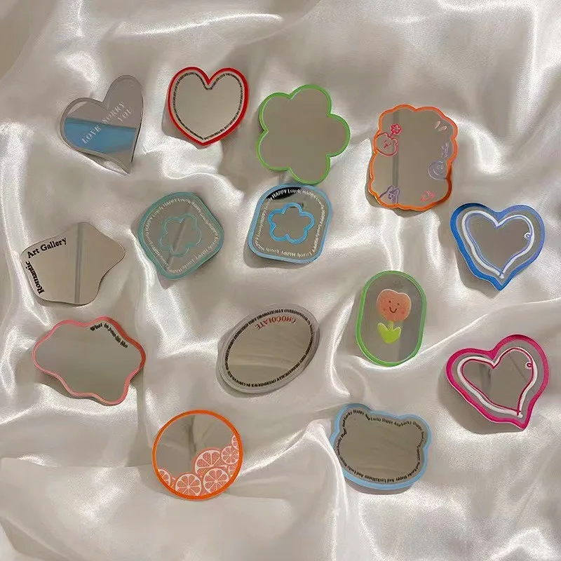 

Cosmetic Heart Make Up Mirror Bracket Phone Grip Tok Griptok Korea Holder Ring For iPhone 11 14 Accessories Phone Stand Holder