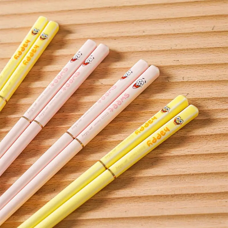 4 pairs Spongebob Squarepants Patrick Star Ceramic Chopsticks for Household Use Anti Slip and Heat-Resistant Chopsticks