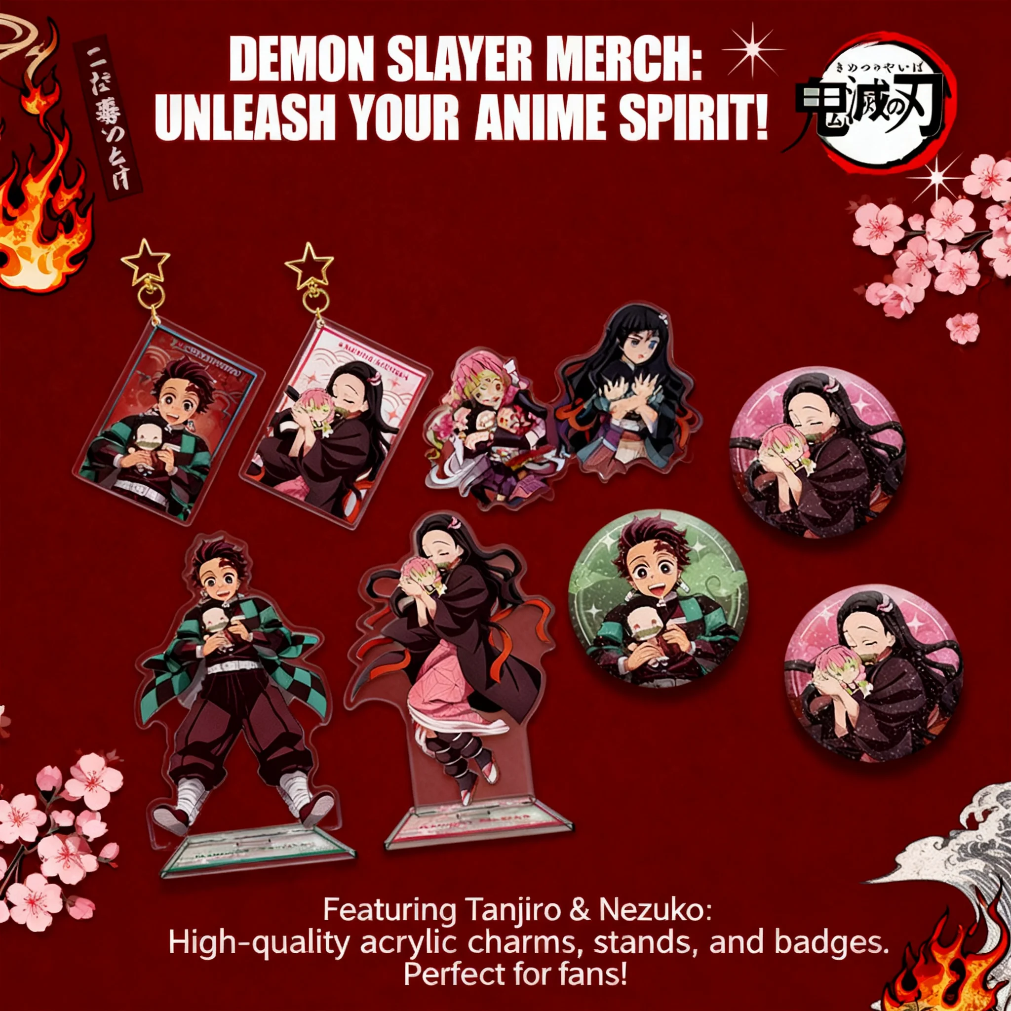 

Коллекционный набор: акриловая подставка, брелок, значок, пин, набор для демонстрации сцен из серии «Demon Slayer: Kimetsu no Yaiba: Связь путешествий»