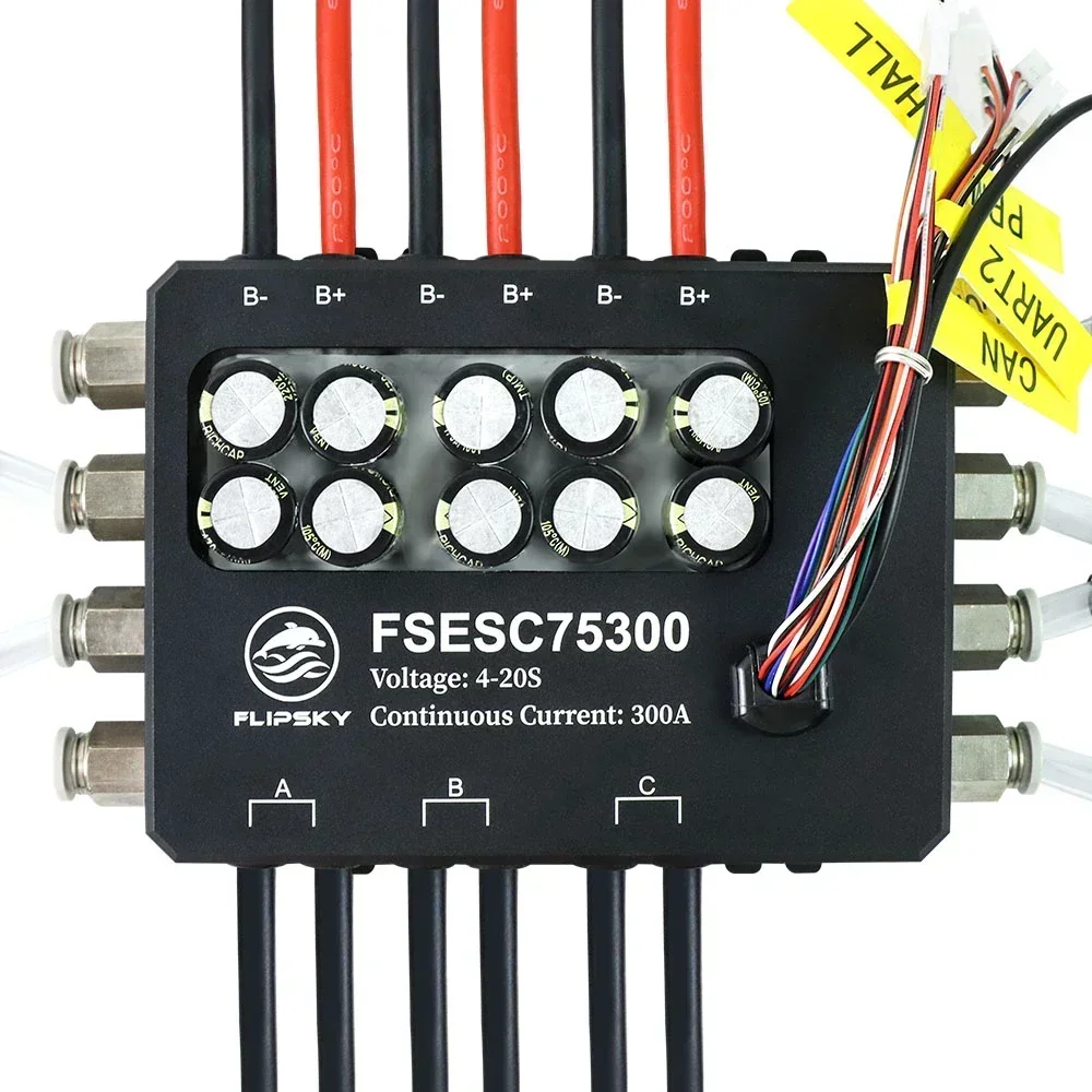 FlipSky FSESC 75300 84V Base ESC 350A ad alta corrente su Vesc con custodia in alluminio custodia di raffreddamento ad acqua