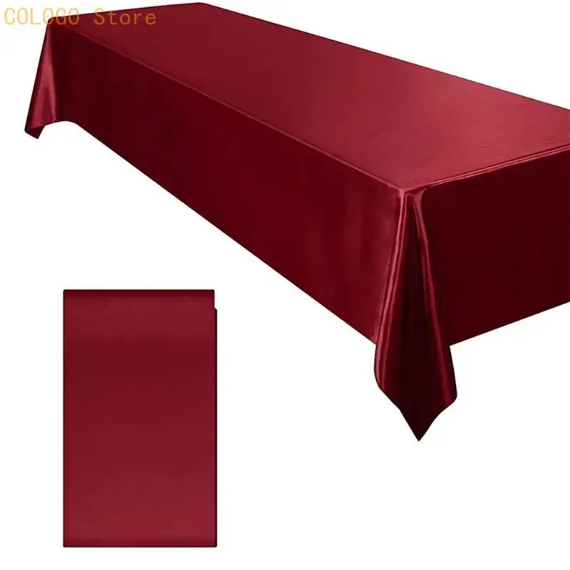 Rectangular Satins Tablecloth 57 X 71 Inch Draped Overlay Smooth Fabric Silky Table Cover for Banquet Setups Dessert and Sign In