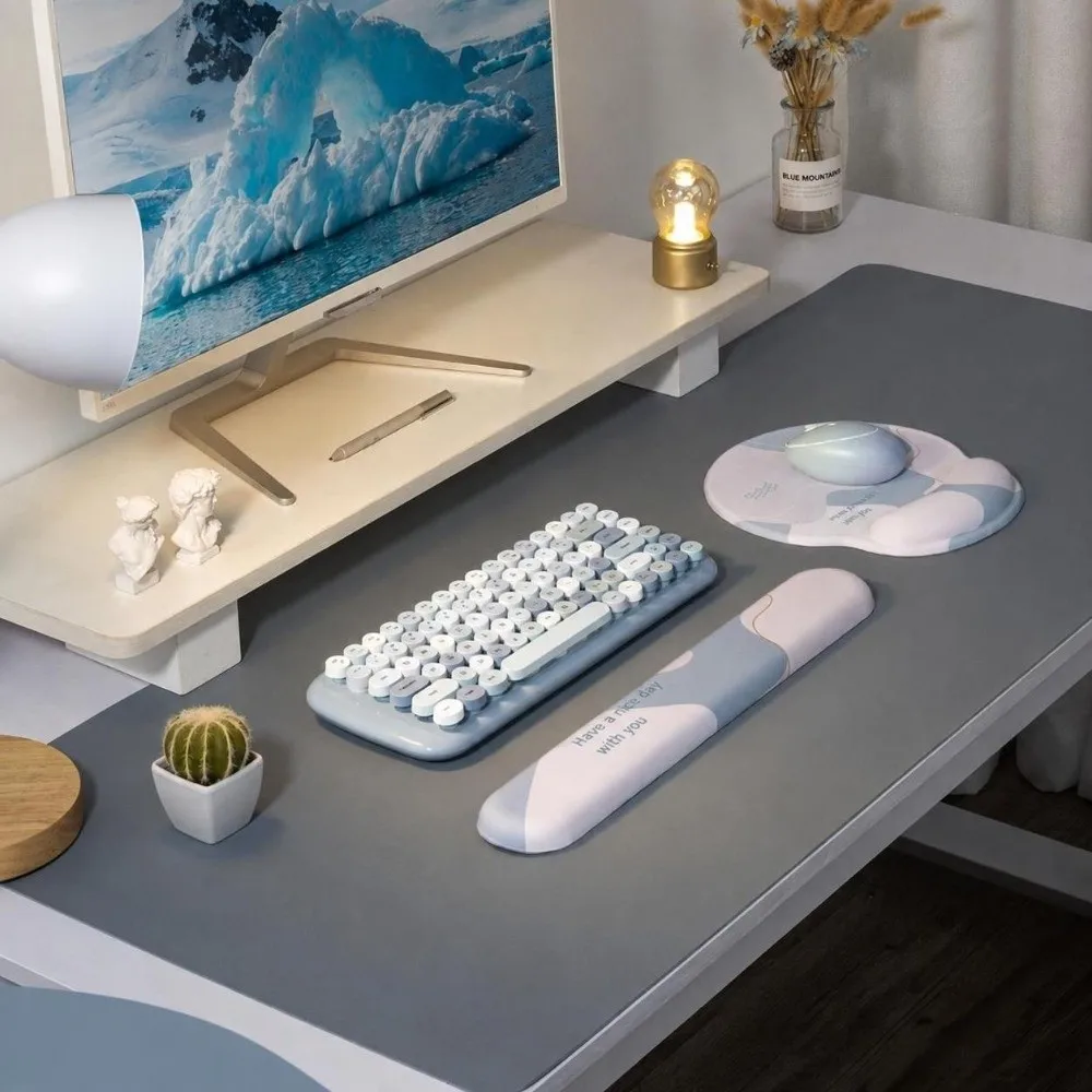 Silicone Mouse Pad Nonslip 3D Mousepad Keyboard Wrist Rest Set Ergonomic Oversize Hand Support Mice Mat