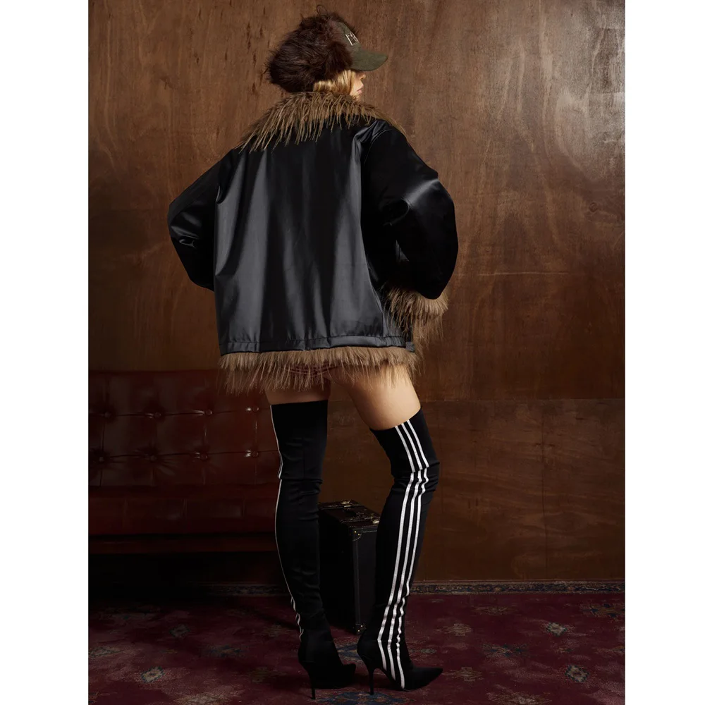 المرأة الأمريكية الشارع الشهير خمر Y2k الفراء طوق الشتاء رشاقته سترة جلدية الحلو فتاة فضفاضة عادية قصيرة سترات معطف الإناث #3