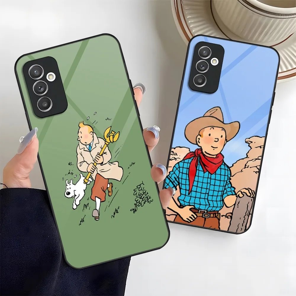 The Adventures of Tintin Phone Case Glass for Samsung Galaxy S24 S20 S21 S22 S23 Ultra Fe Plus A34 A54 A24 A52 A53 M54 Cover