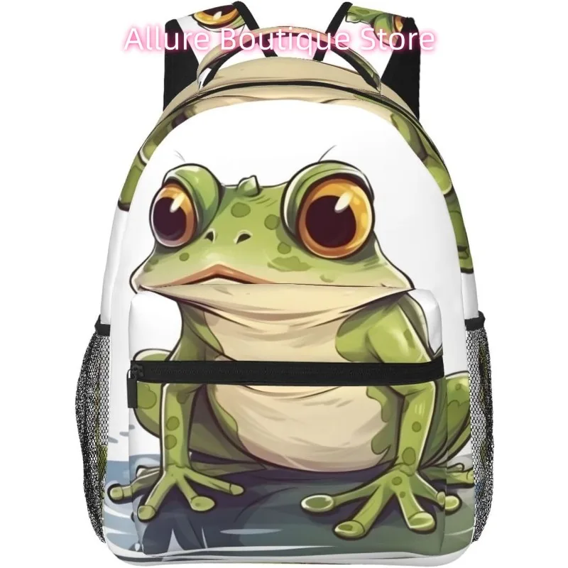 

laptop bag back to school Cartoon Funny Frog Lightweight Laptop Backpack Lightweight Multipurpose Travel Casual Daypack Unisex C