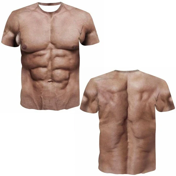 Funny Muscle T-shirt Tattoo 3D Print T-shirt For Men Funny Holiday Short Sleeve Digital Print Tshirts Casual Y2k Men Clothing image 5