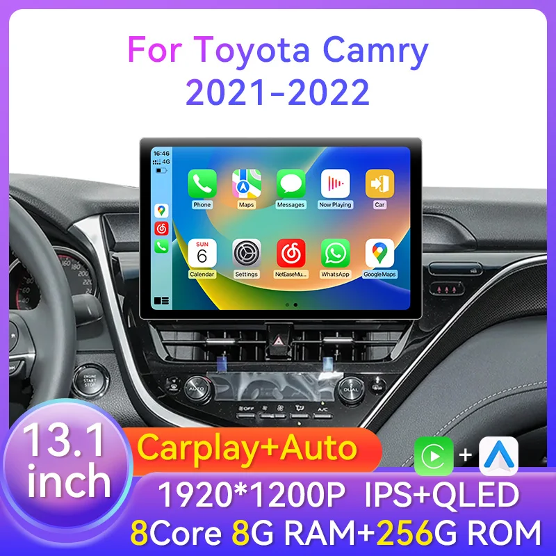 

13.1 inch Android For Toyota Camry 2021 2022 Car Radio DVD Multimedia Player GPS Navigation 2 Din Carplay Head Unit With Screen