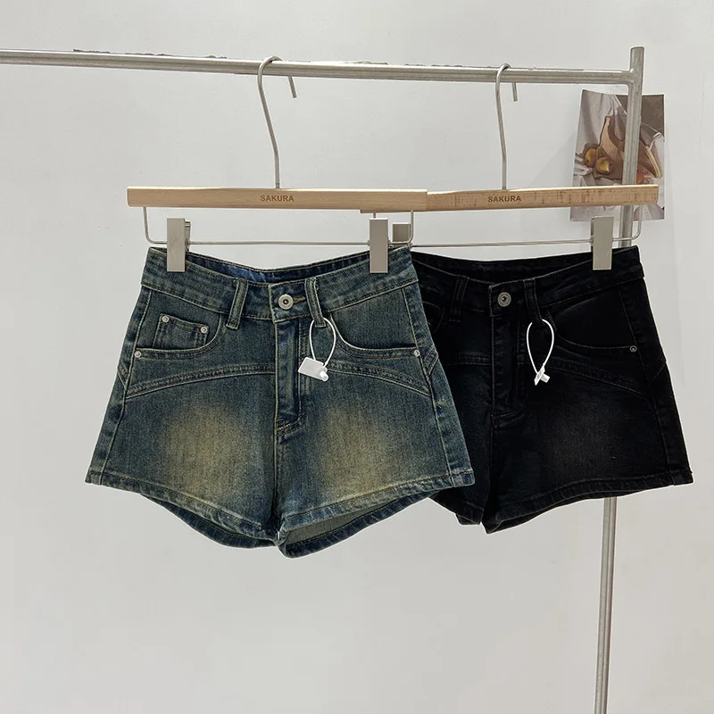 

Женские летние шорты с высокой талией и широкими штанинами в стиле Sweet Spicy Girl, новинка 2024 года, корейско-американский ретро-стиль, большие размеры.