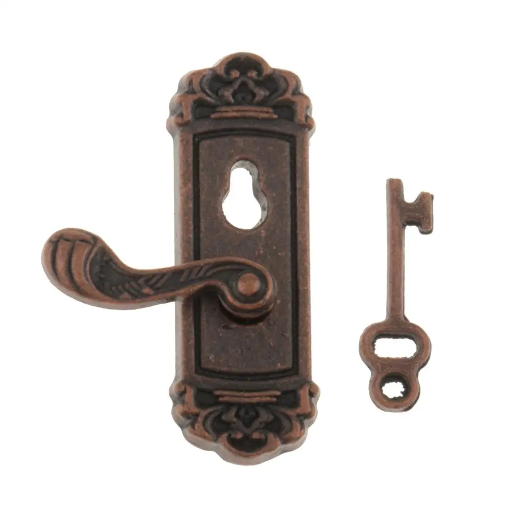 4PCS small Bronze Locks with Key Right Handle /12 Dollhouse