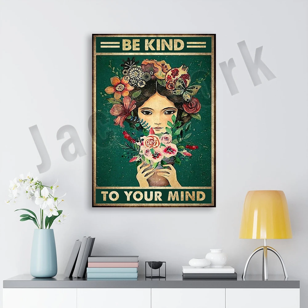 Be kind to your mind, brain retro poster, mental health problems, mental health poster, how do you think it works poster