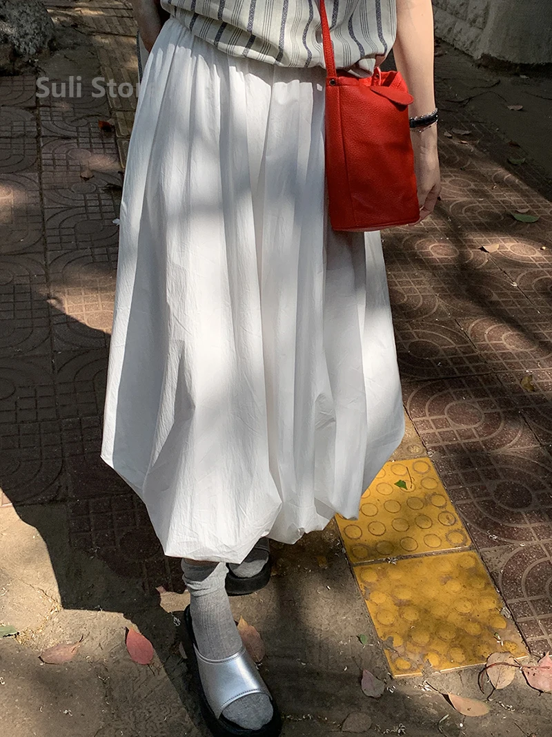 

Юбка с бутоном цветка «Белое облако», женские трапециевидные полные юбки средней длины, весна-лето, осень-зима, высококачественные длинные юбки