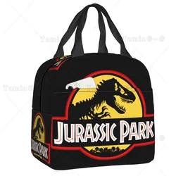 Custom Jurassic Park Dinosaur Print Lunch Bag Men Women Cooler Thermal Insulated Lunch Box for Adult Office