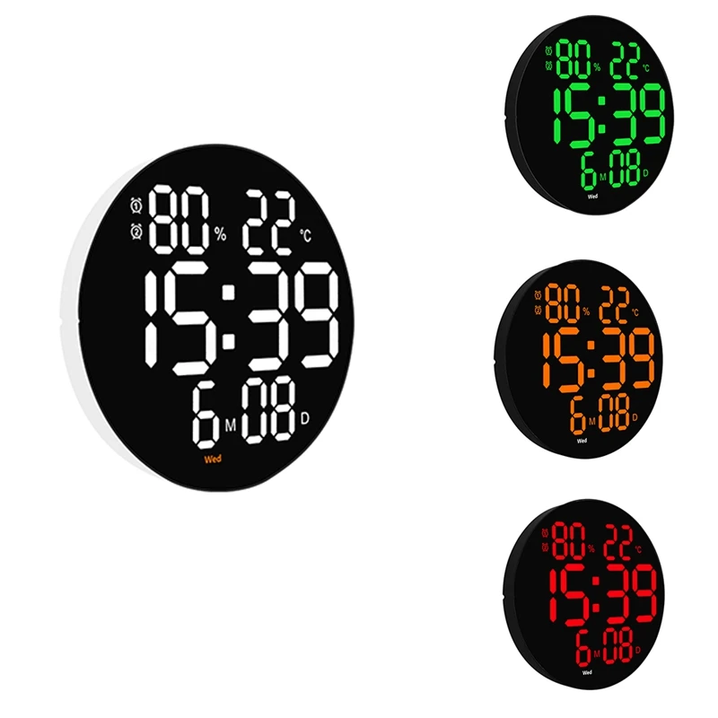 

10Inch Digital Wall Clock With Remote Control Temp Humidity Date Week Automatic Dimming Table Clock For Living Room