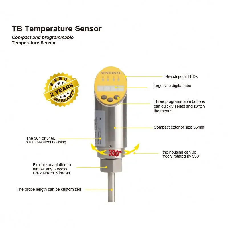 Multifunctional Industrial Temperature Sensor Ambient Air Cryogenic Connectors