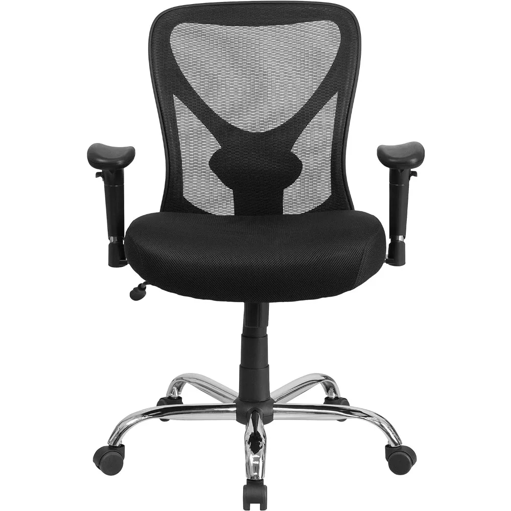 Large and tall office chair with adjustable height on wheels, mesh rotating office chair black free shipping