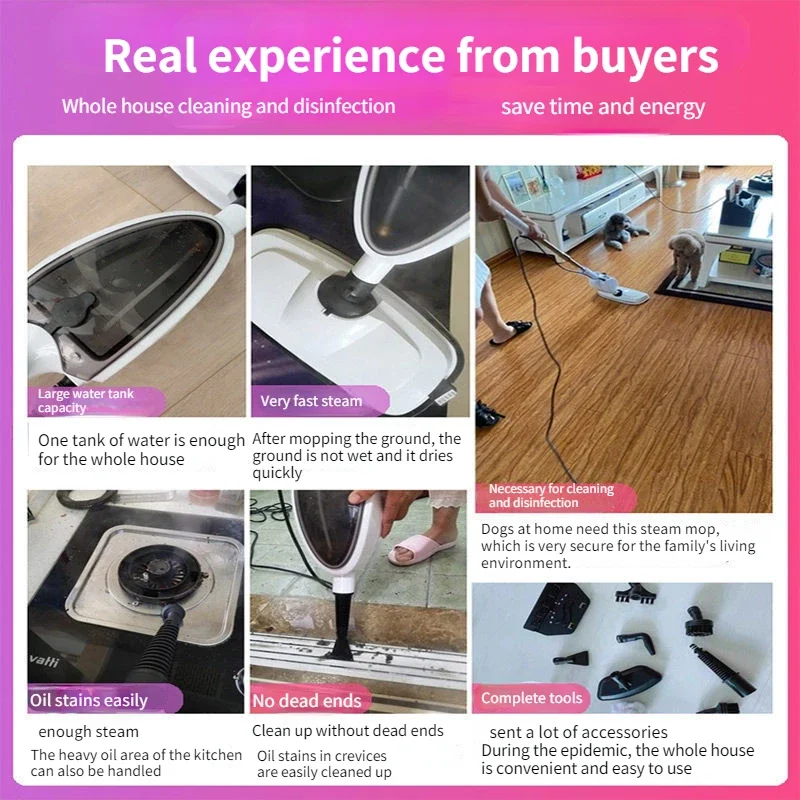 High-temperature Steam Mop Household Non-wireless Electric Multi-function Vacuum Cleaner Two-in-one Mopping Floor