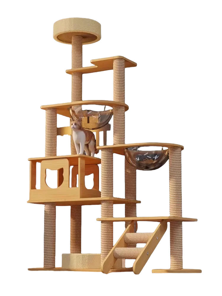 

Multi Cat Tree with 4 Condos 6 Platforms Sisal Scratching Posts Non Toxic Materials and Easy Assembly Guide