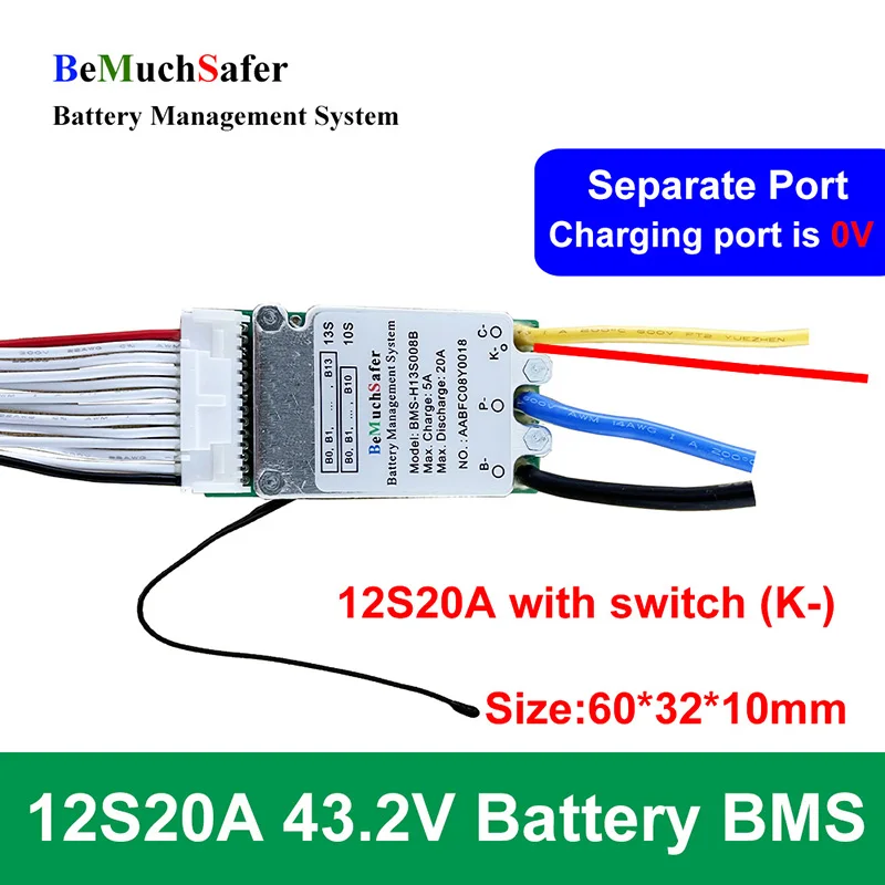 BeMuchSafer 36V 43.2V 48V BMS 10S 12S 13S 20A 30A 10S20A 12S20A 13S20A 10S30A 13S30A 12S30A dla DIY e-bike E-akumulator do skutera