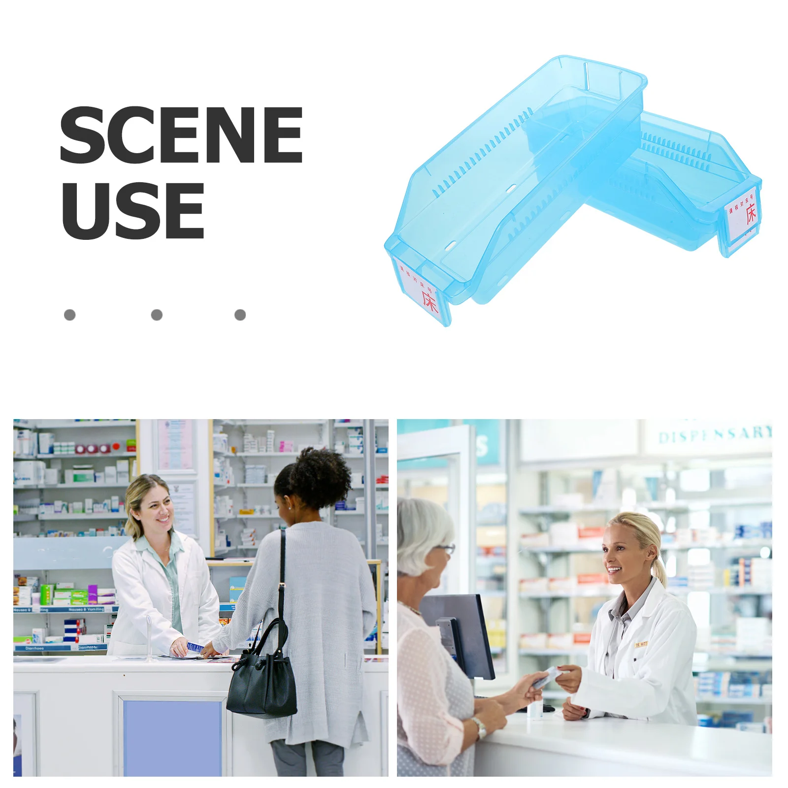 กล่องจัดยา 3 ชิ้น ขนาด 30x13.5 ซม. สีฟ้า กล่องเก็บของพลาสติก กล่องจัดยาเม็ดแบบพกพา ถาดใส่ยาสำหรับวางบนเคาน์เตอร์