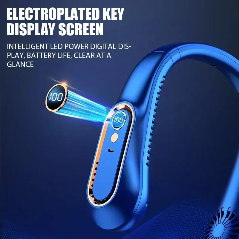 Hanging neck fan portable summer air cooler USB cooling fan with 5 speeds and digital displays - super technology and bladeless image 5