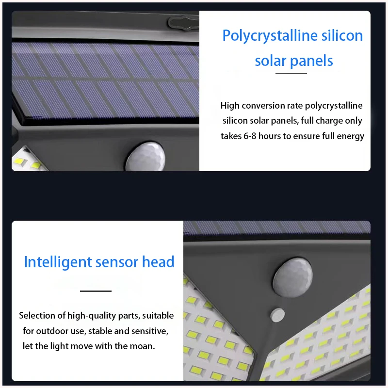 100 lampa słoneczna LED wodoodporny na zewnątrz z czujnikiem ruchu 3 tryby lampa ścienna na energię słoneczną do ogrodu ogrodowego w garażu na Patio