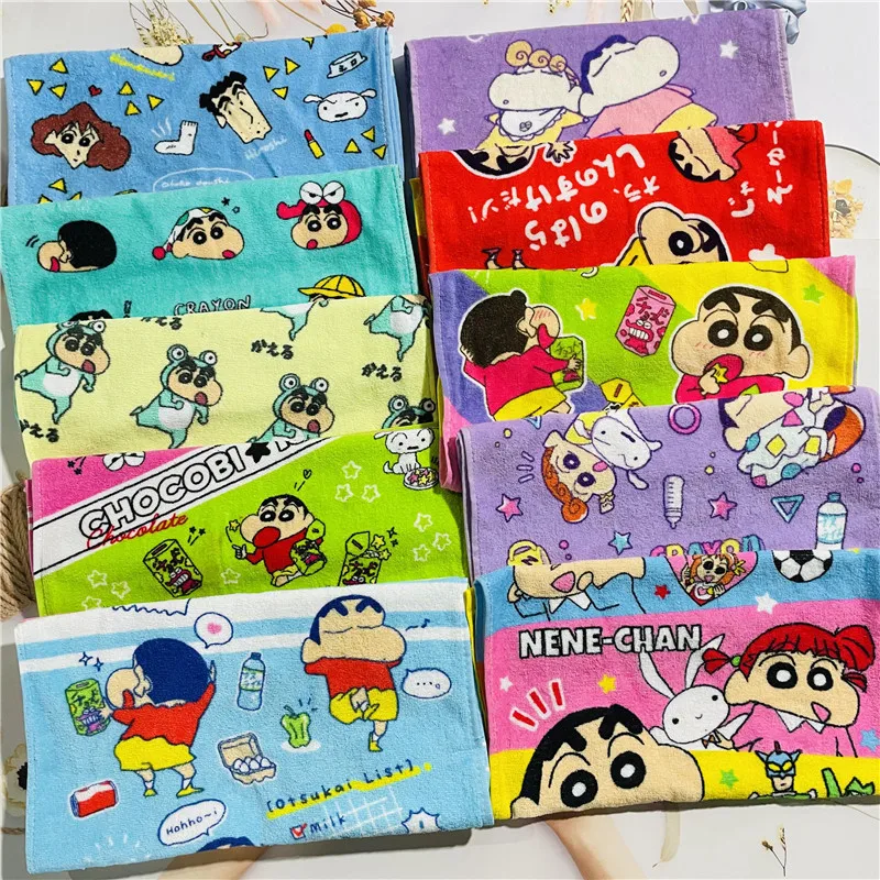 34x76cm Crayon Shin-chan Children Face Towel Anime Soft Water Absorbent Quick Drying Towel Cute Kids Outdoor Travel Sport Towel