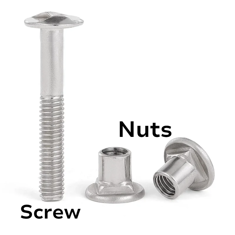 M6 201 Stainless Steel S-Type Guardrail Security Anti-Theft Screw One-Way Slotted Security Screws Tamper-Proof Nuts