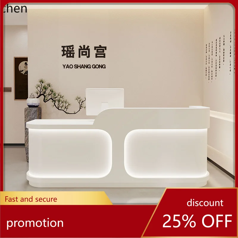 

CZ modern simple health club checkout page beauty salon yoga cabinet table reception desk decoration