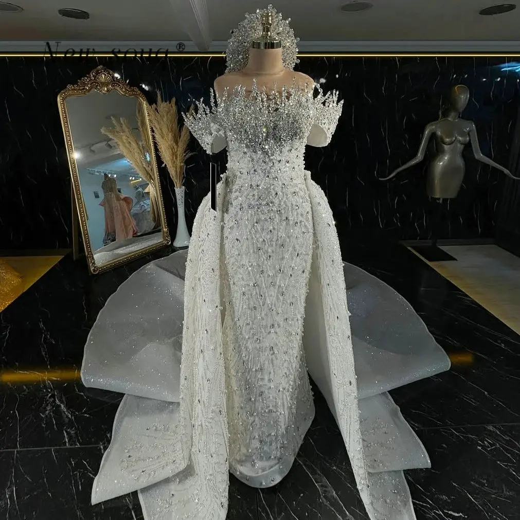 

Luxury White Two Pieces Crystals Off Shoulder Wedding Evening Dresess 2026 Dubai Formal Ceremony Party Gowns Customized
