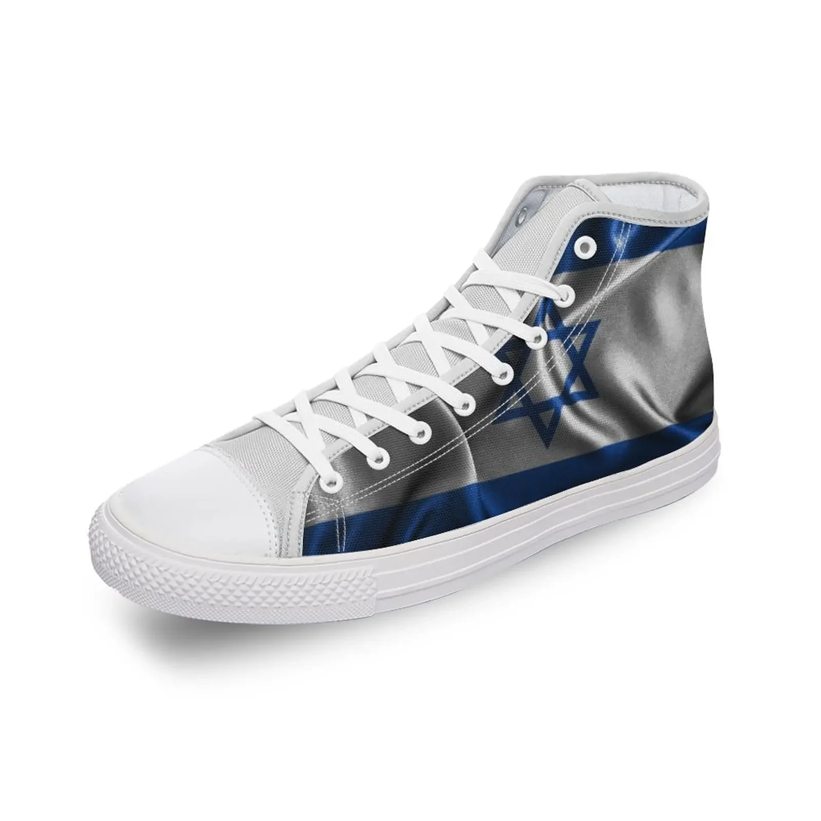 Zapatos de lona con bandera de Israel para hombre y mujer, Zapatillas planas con estampado 3D, informales, de lujo, a la moda