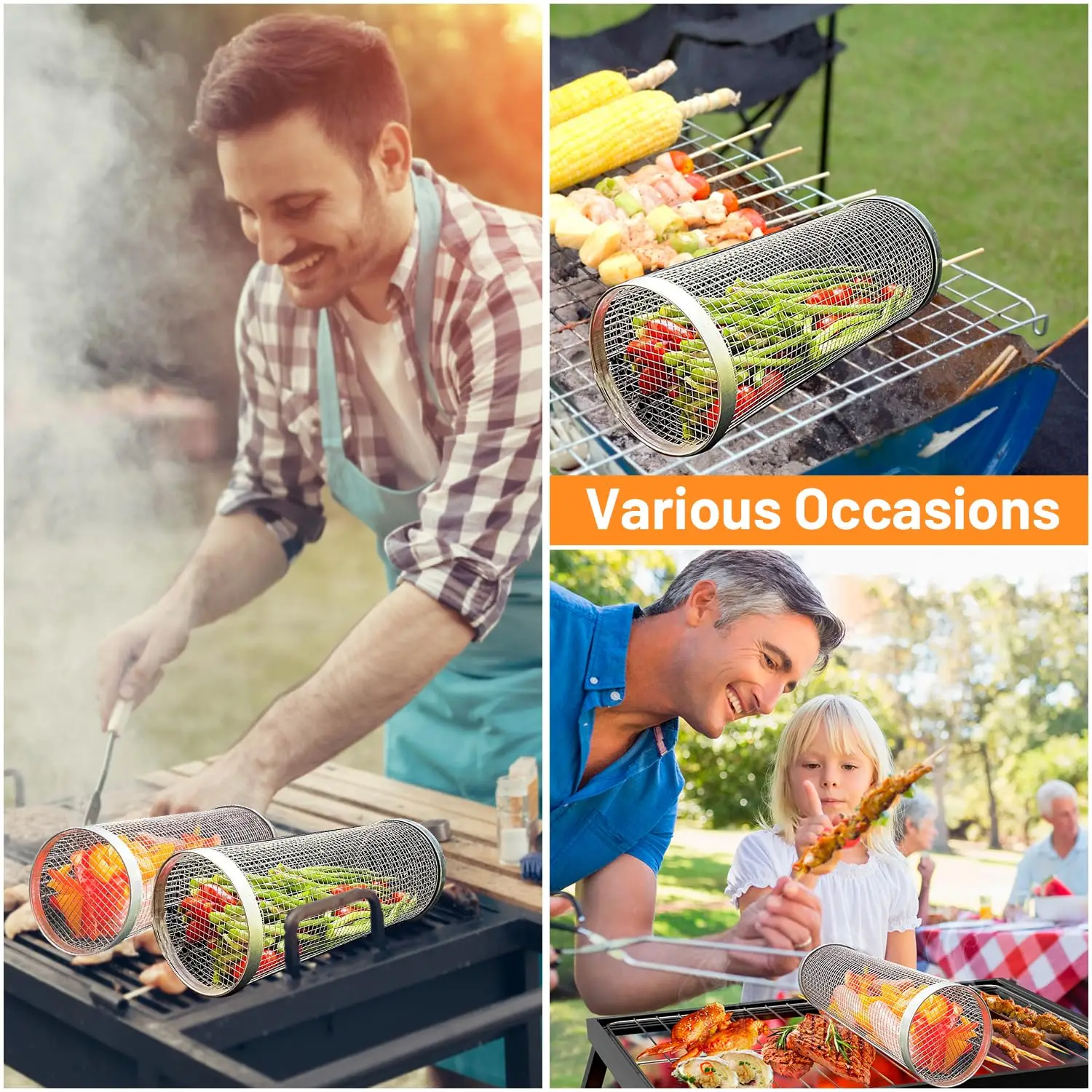 2 قطع المتداول سلال الشوي للشو - مراجعة Camping Cooking Set Non Stick وسعره