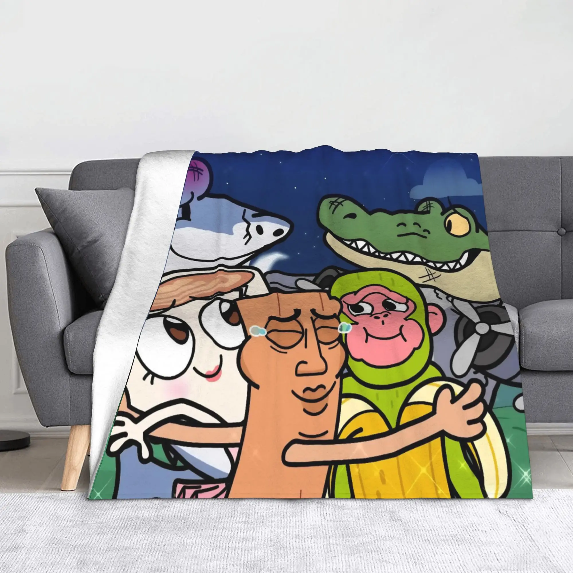 

Italian Brainrot Meme Flannel Throw Blankets Bombardilo Crocodilo Blankets for Bed Travel Warm Bed Rug