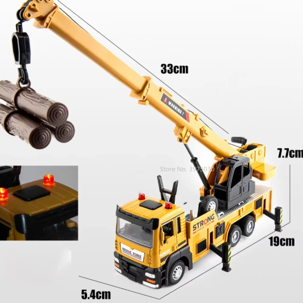 1:32 Crane Truck Alloy Car Model Diecast Metal Toy Simulation Engineering Vehicles with Sound and Light Model Hobby Collections