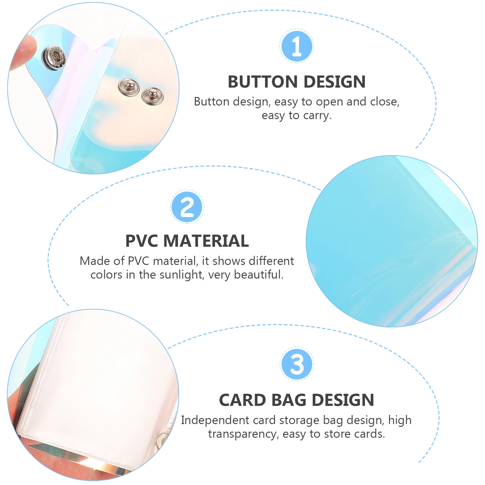 

Multi Card Holder Holographic Transparent Bag Iridescent Organizer for Travel Sports Shopping Gift 20 Positions