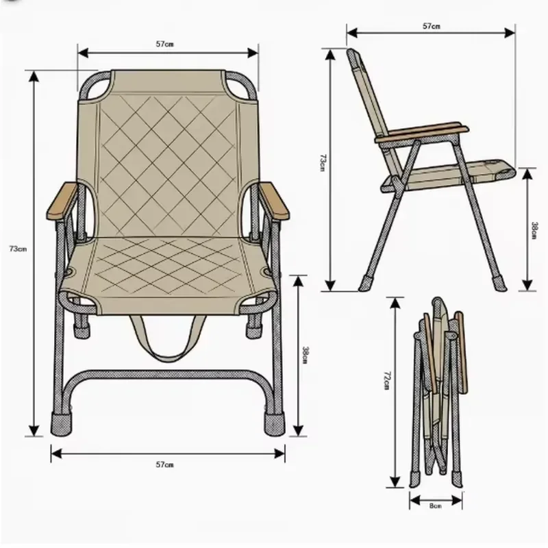 Iron Frame Folding Camping Chair with Quilted Backrest Portable Outdoor Furniture with Tote Bag for Camping Hiking Travel