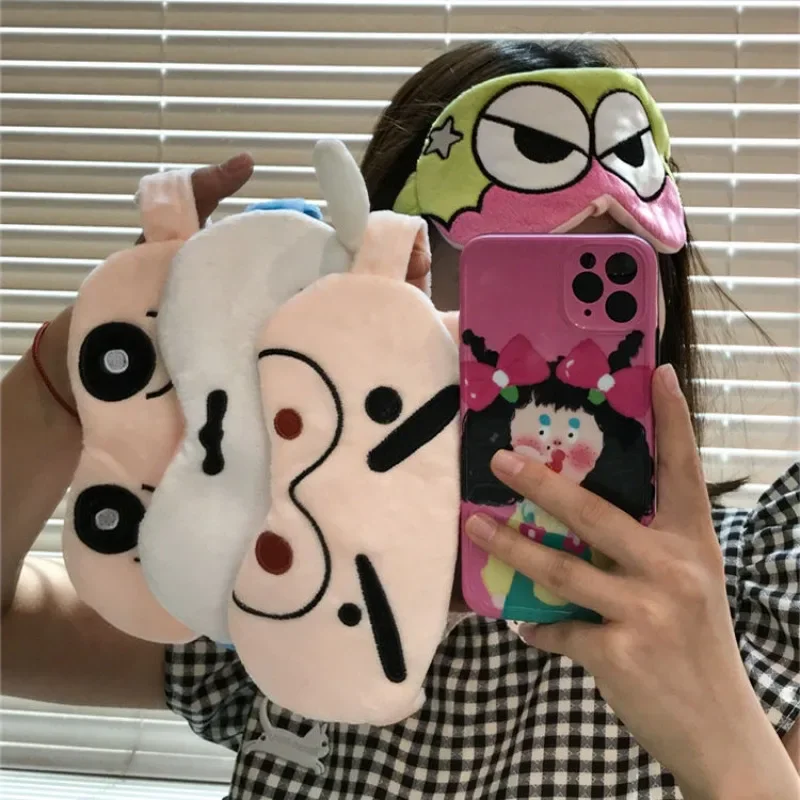 New Kawaii Crayon Shin-chan Waniyama Eye Mask Girls Cartoon Animation Office Nap Eye Mask To Help Sleep and Breathable