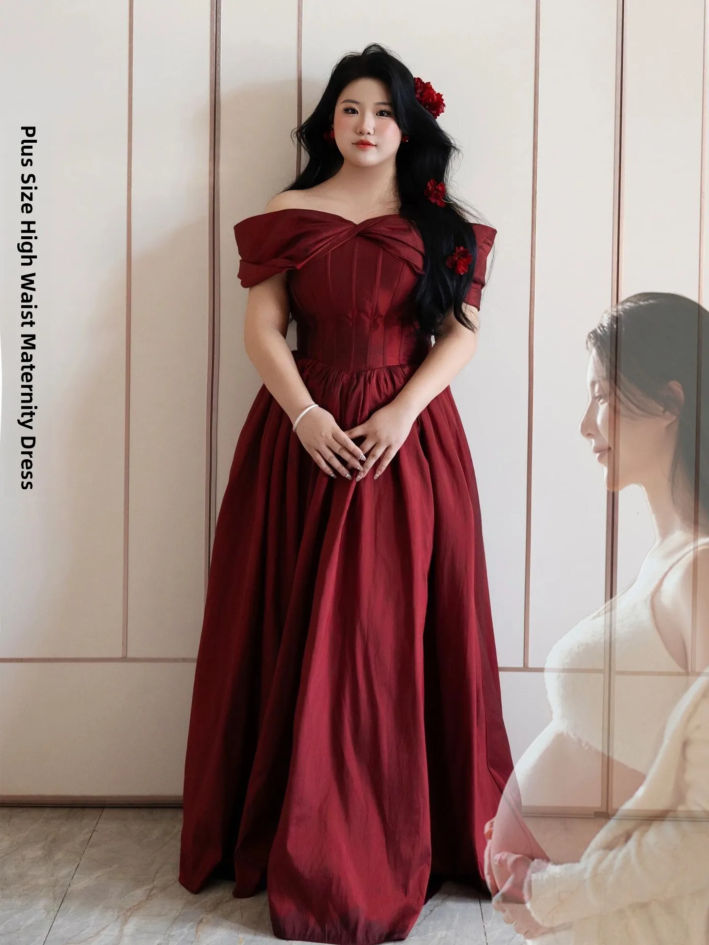 

plus Size Materni Dr High Waist A-Line Skirt One oulder Long Evening Gown for Wedding Birthday Par Banquet Celebration