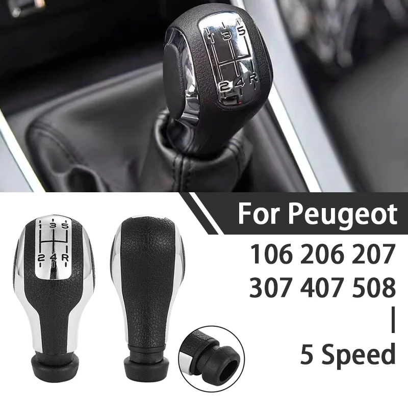 

5 Speed Manual MT Car Shift Gear Knob Head Replacement Parts For Peugeot 106 206 207 307 407 508 Auto Interior Accessories ﻿