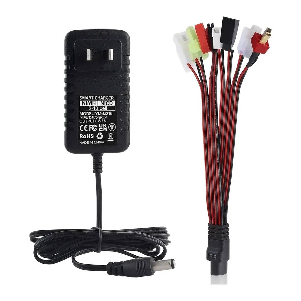 RC For Charger for NiMH NiCD Batteries 2S-10S 2.4V-12V AC 100-240V Input with Multi-Layer Protection and Connectors