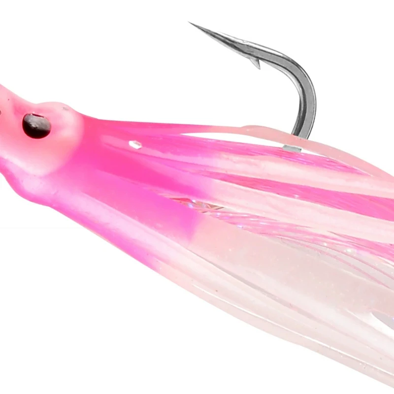 6-Hooks Luminous Octopus Mackerel Feathers Sabiki Bait Rigs with String Lures Fishing Squid Marathon Rigs Glow Fishing Lure Set