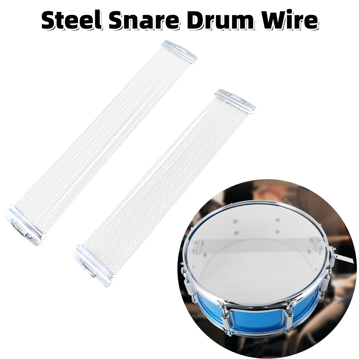 Miwayer 12/14 In 20 Strands Snare Drum Wire Replacement Steel Durable Repair Accessory Compatible W/ Various Models Drum