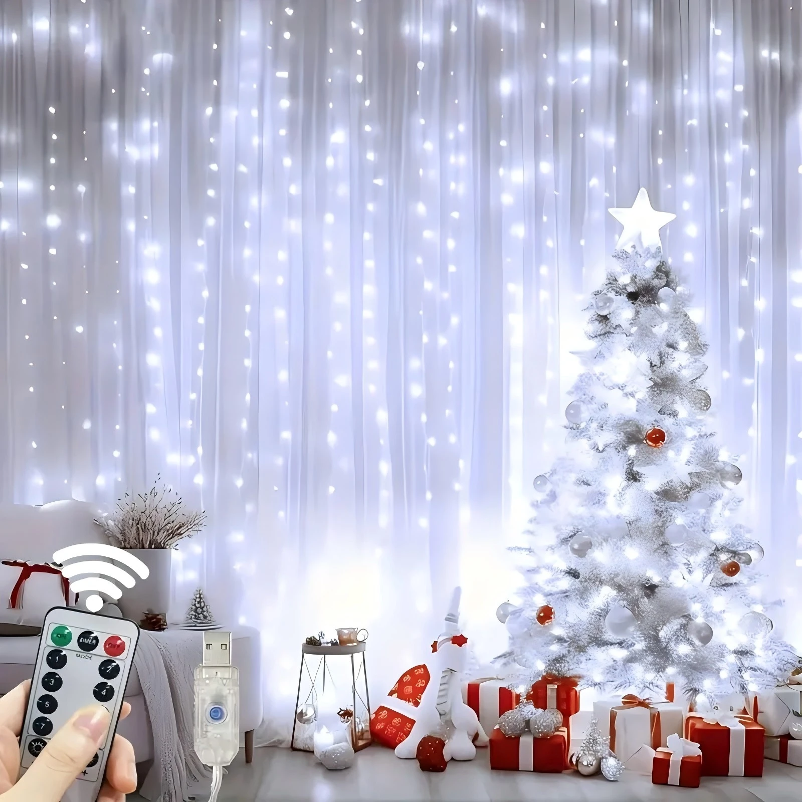 3x1 متر/4x3 متر/6x3 متر USB عن بعد LED الجنية أضواء 8 طرق لعيد الميلاد غرفة نوم الزفاف جارلاند عطلة ديكور