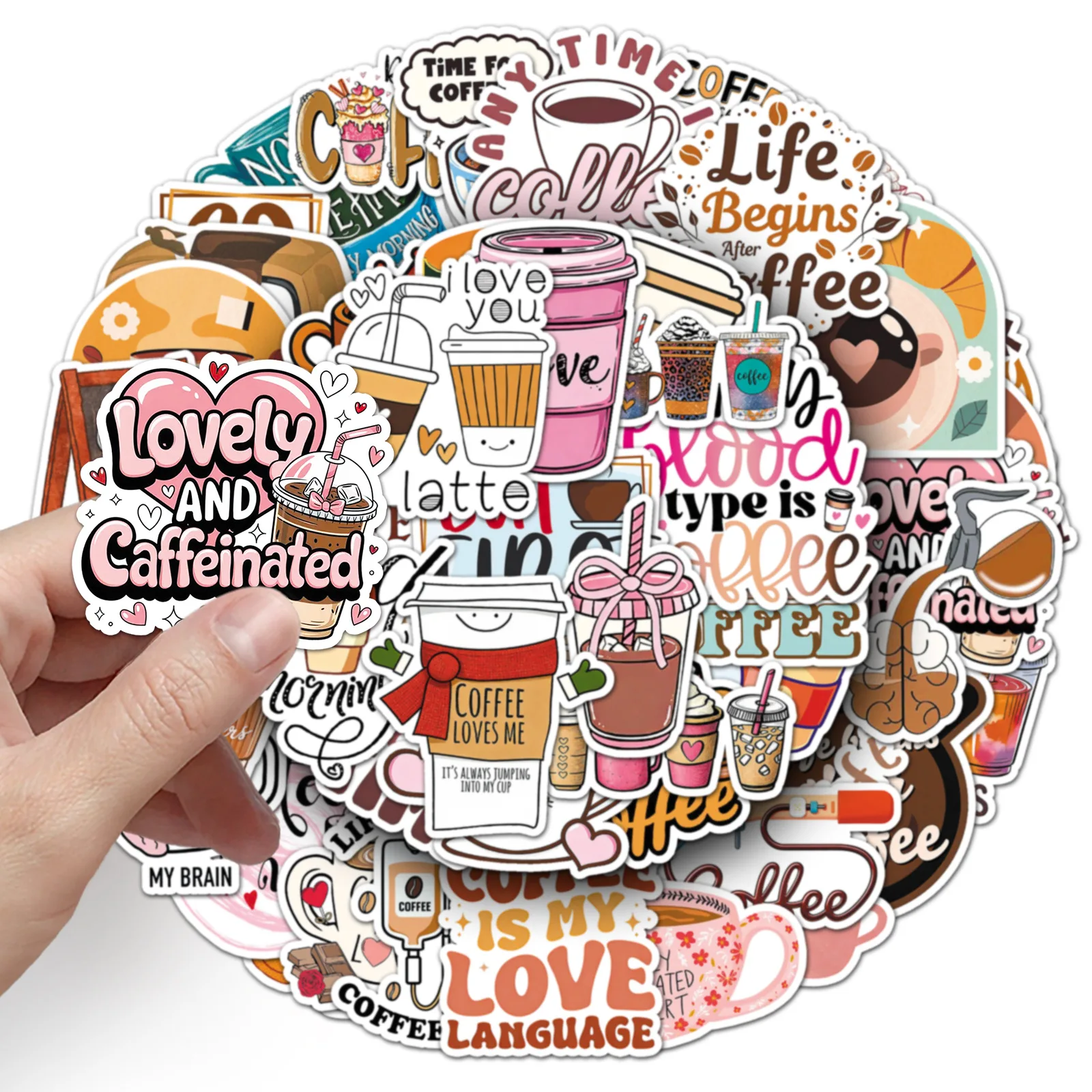 50 Pcs Cartoon Coffee Graffiti - đánh giá và giá Coffee Tea English